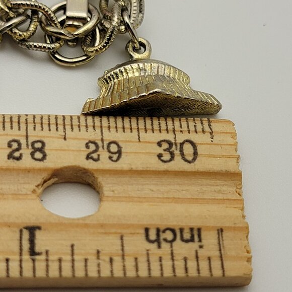 Vintage New Orleans Charm Bracelet Gold Tone 7" Fold Over Clasp - Picture 12 of 13